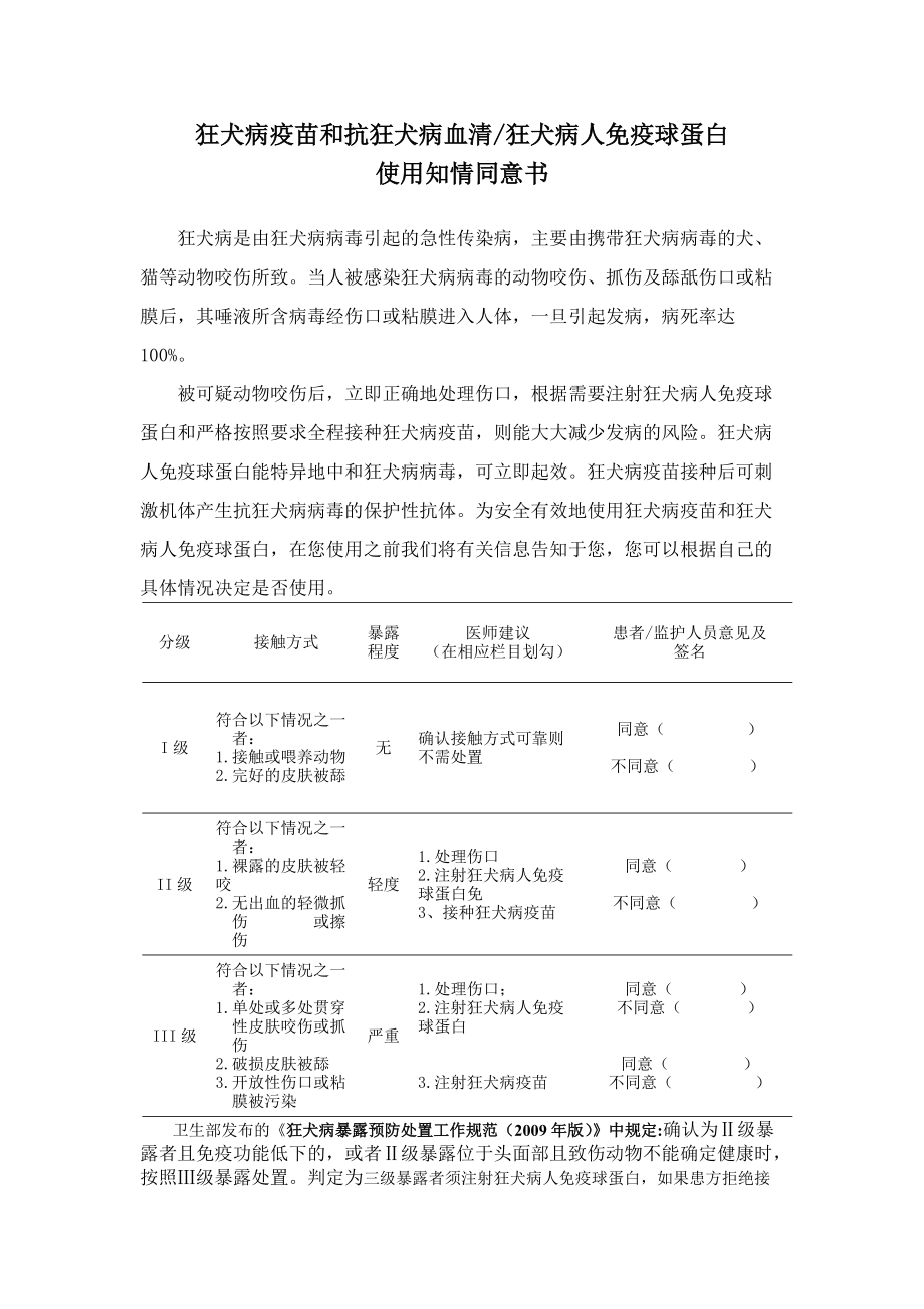 狂犬疫苗與免疫球蛋白接種知情同意書_第1頁