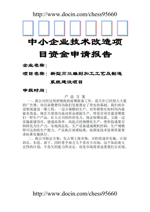 中小企業(yè)技術(shù)改造項目資金申請報告1