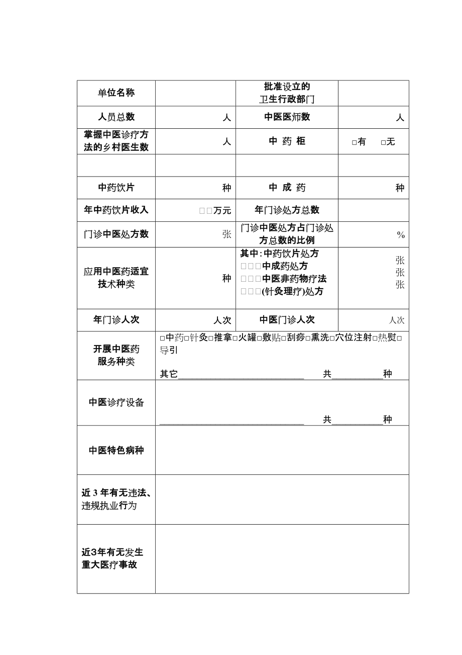 中医药特色村卫生室建设项目申报表_第2页