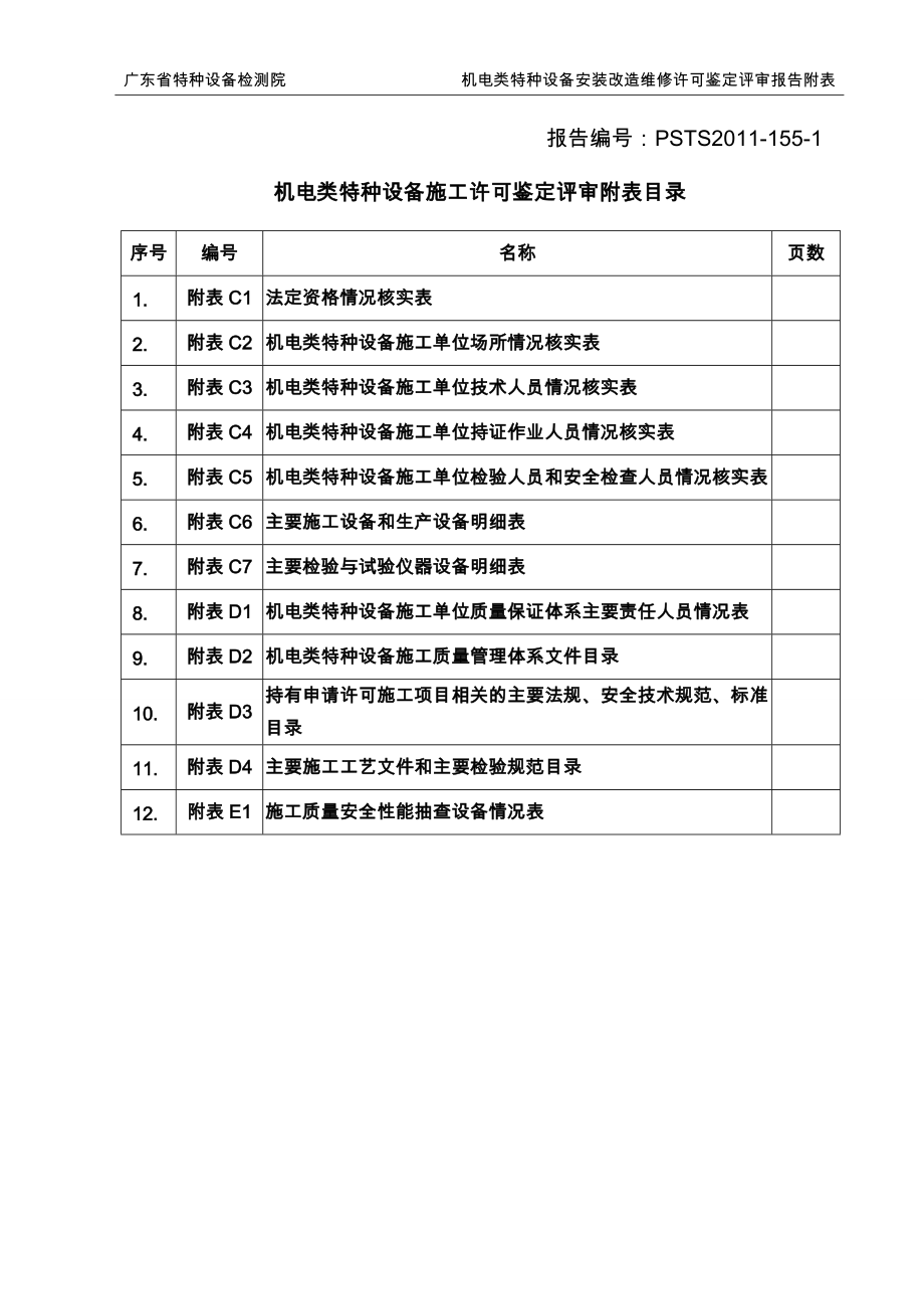 机电类特种设备安装改造维修徐克鉴定评审附表_第1页