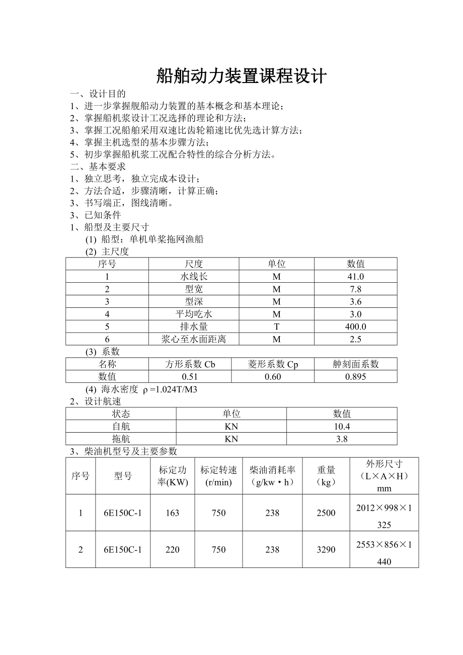 船舶動力裝置課程設(shè)計_第1頁