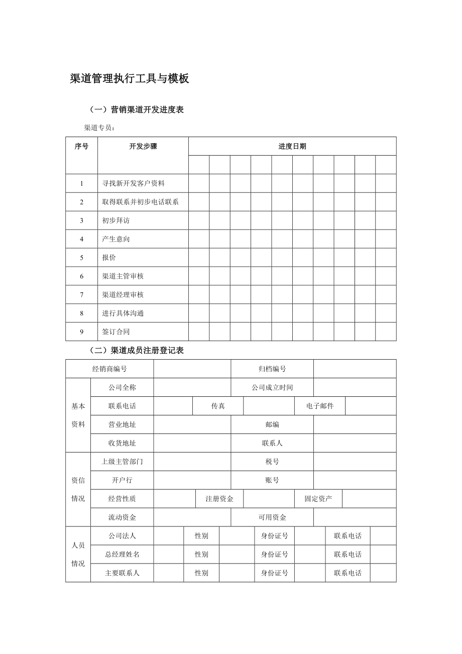 渠道管理执行工具与模板_第1页