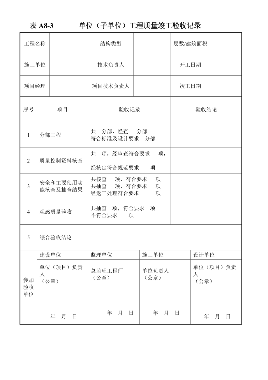 河北弱电建筑工程竣工验收资料表格_第1页