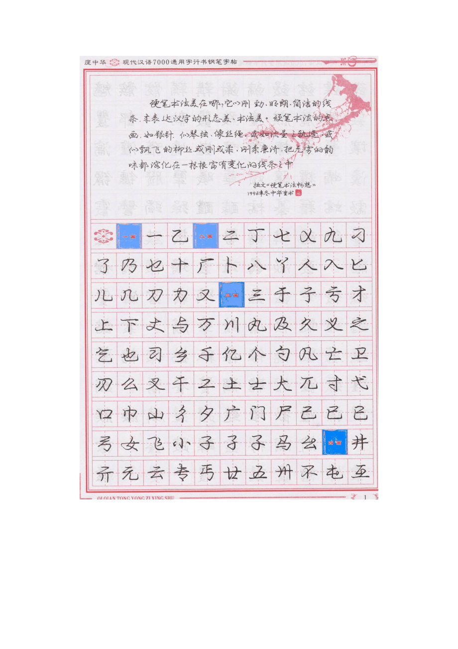 庞中华现代汉语7000通用字行书钢笔字帖(上)_第1页