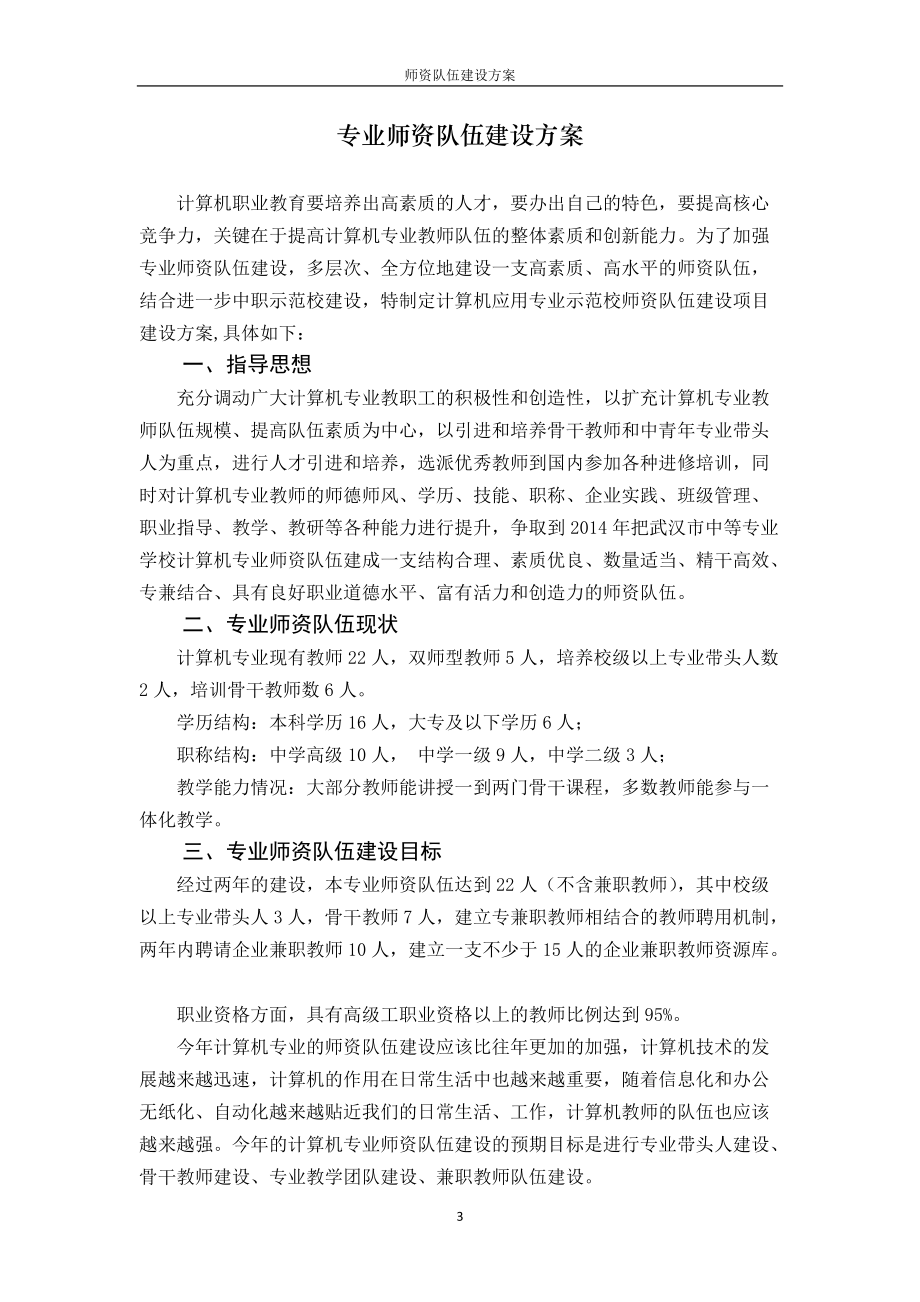 师资队伍建设方案