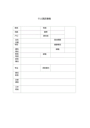 【個(gè)人簡(jiǎn)歷模板】(直接打印就可以)