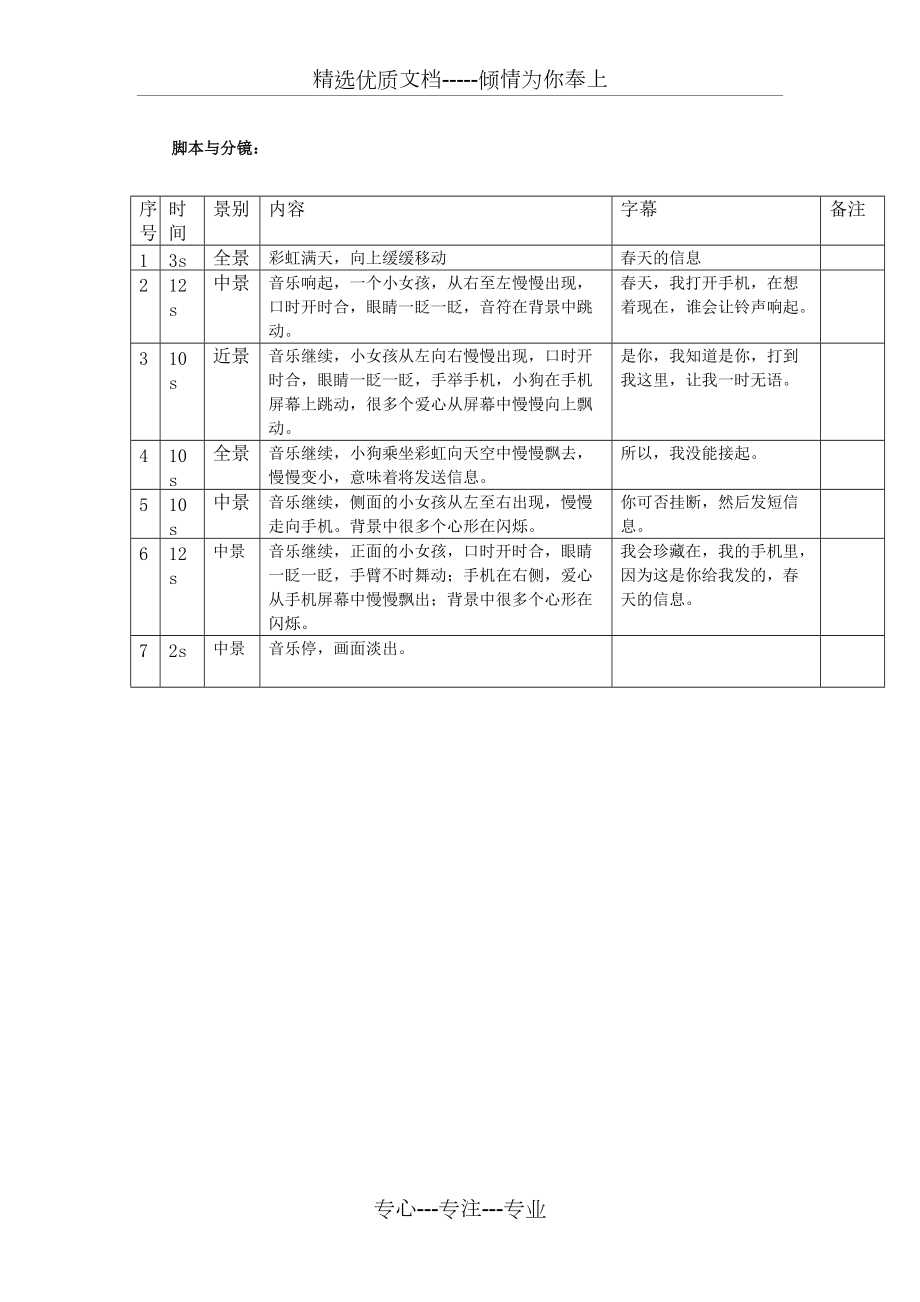 flash动画分镜脚本范例(共2页)