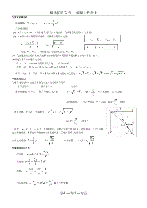 高中物理曲线运动、万有引力定律公式例题及应用(共12页)