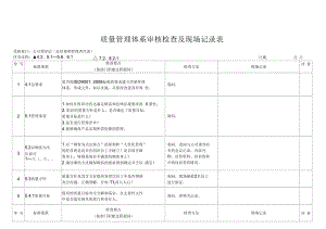 物业公司质量管理体系审核检查及现场记录表