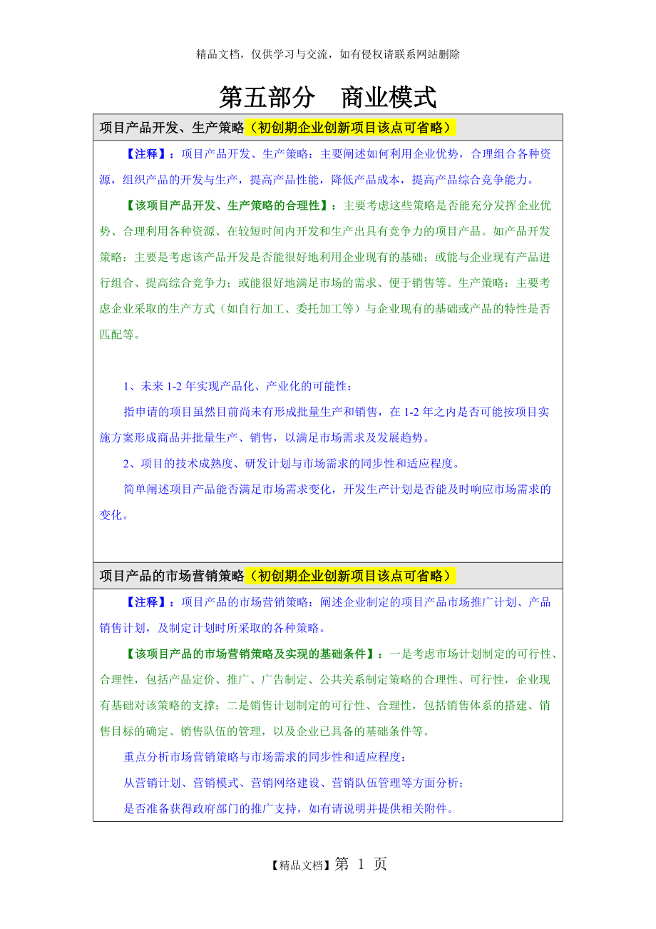 商业模式撰写模板_第1页