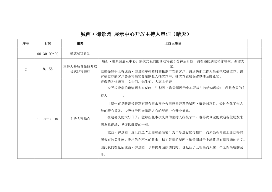 城西·御景园售楼处开放主持人串词_第1页