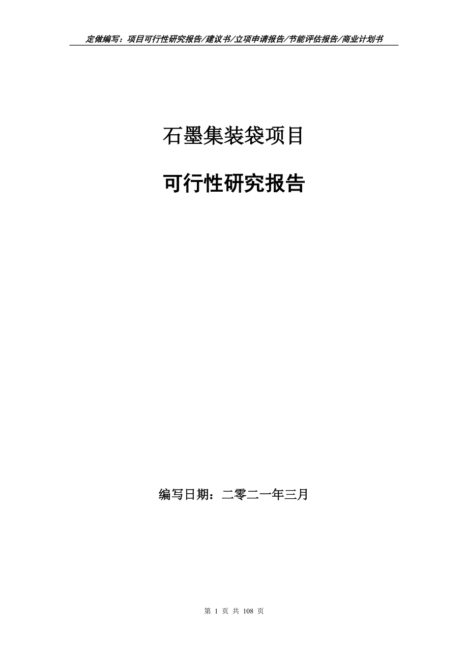 石墨集装袋项目可行性研究报告写作范本_第1页