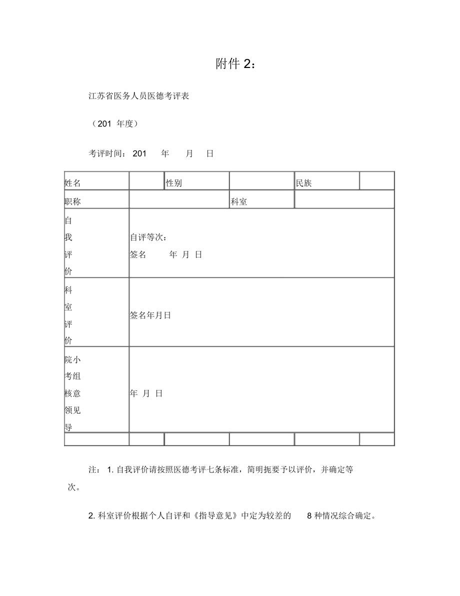 江苏省医务人员医德考评表_第1页