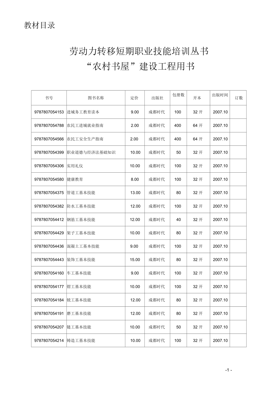 劳动力转移短期职业技能培训丛书_第1页