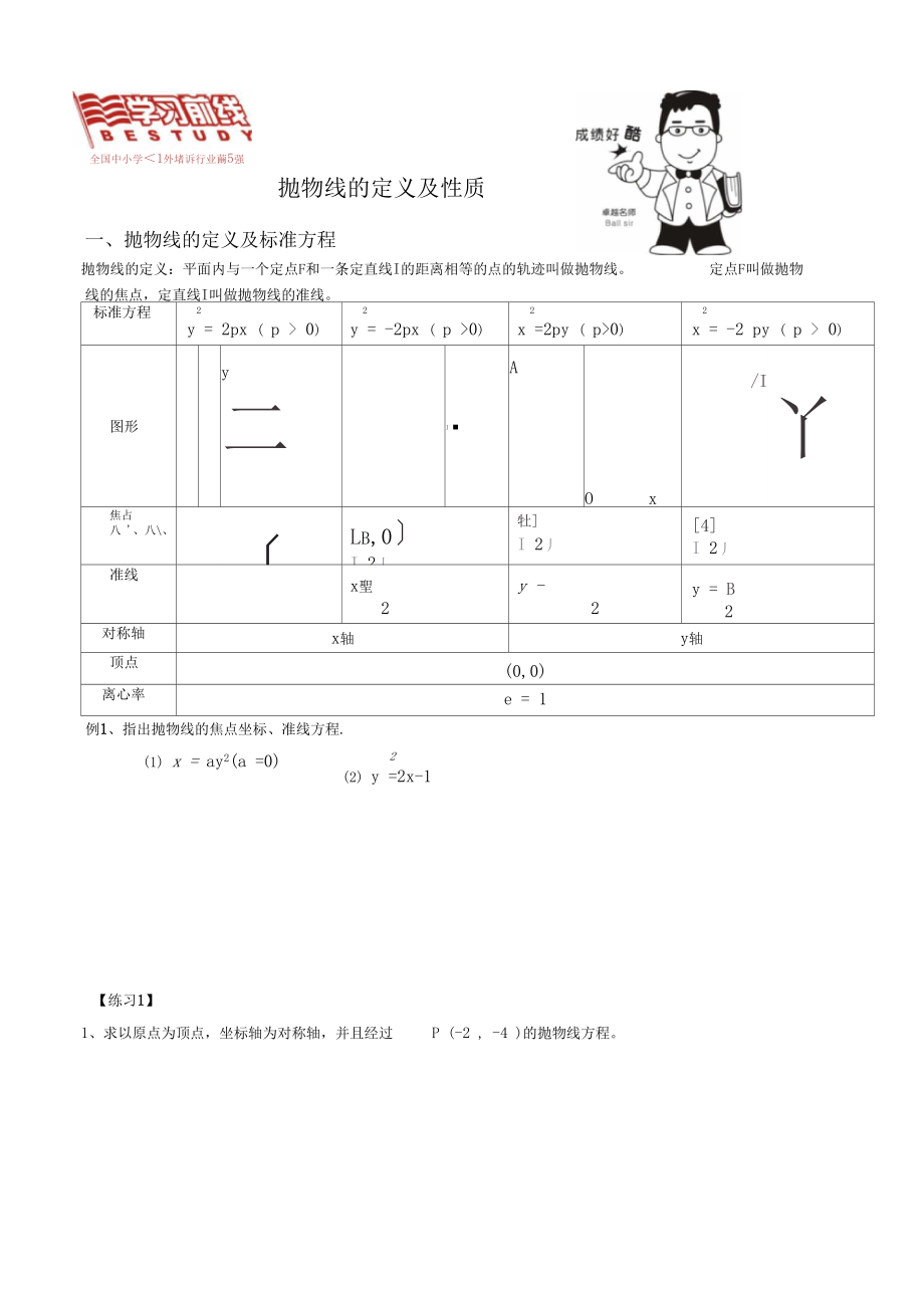 拋物線線及拋物線地性質_第1頁