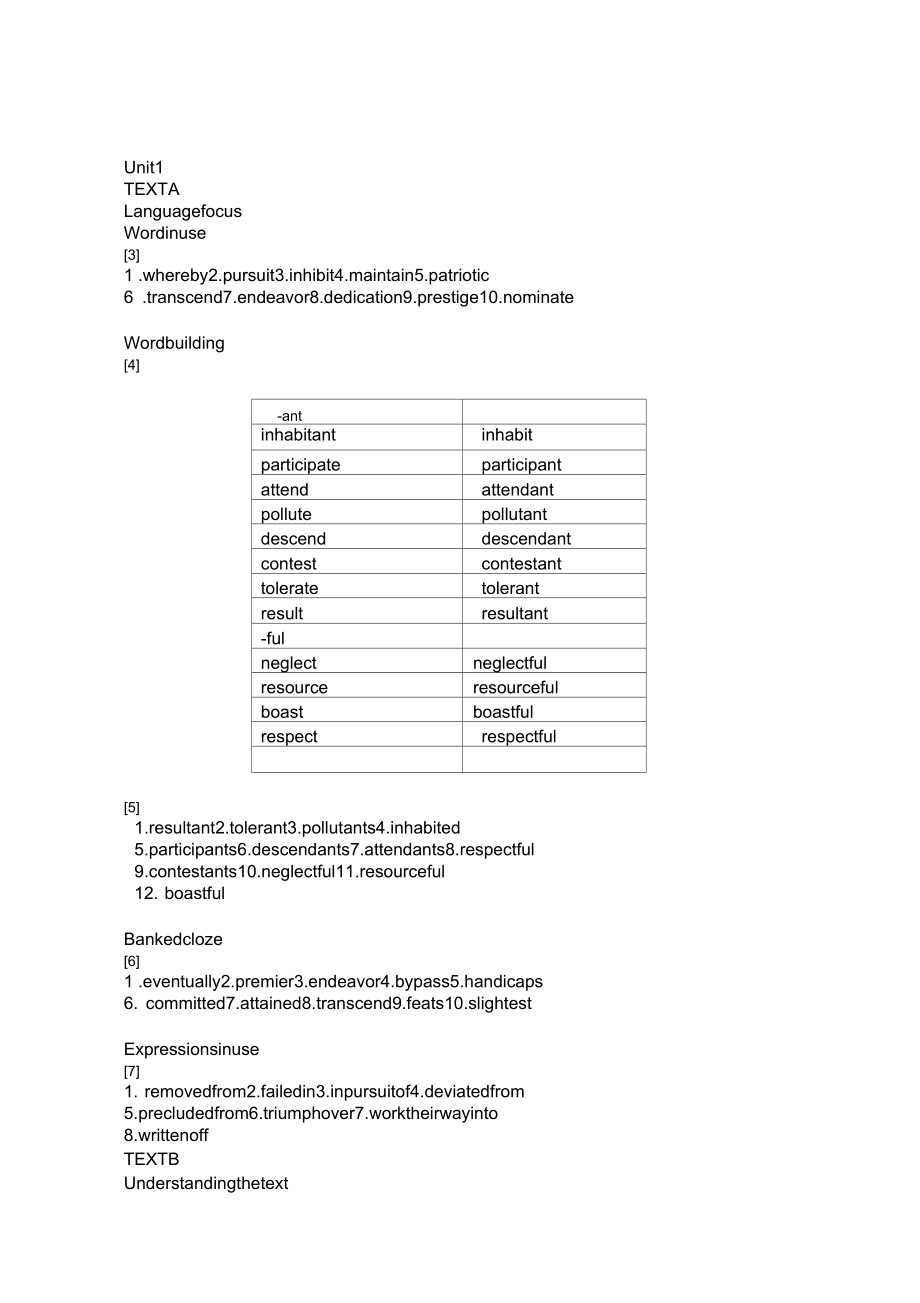 新視野大學英語讀寫教程3(第三版)課后答案_第1頁