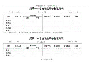 學(xué)校各班晨午檢記錄表(共4頁)