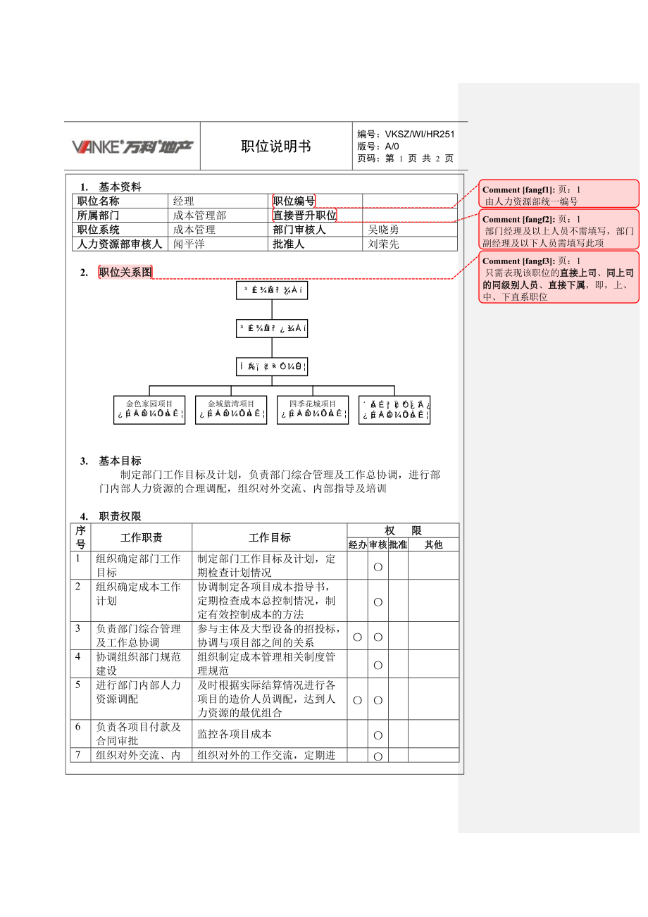 成本部經(jīng)理崗位說明_第1頁