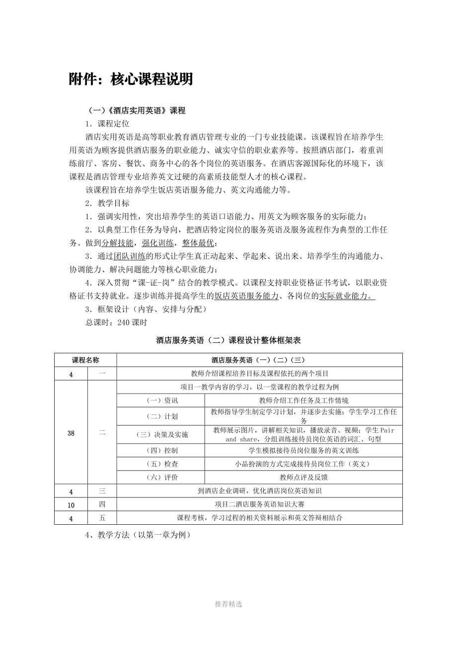 《酒店實(shí)用英語(yǔ)》課程說(shuō)明Word版_第1頁(yè)