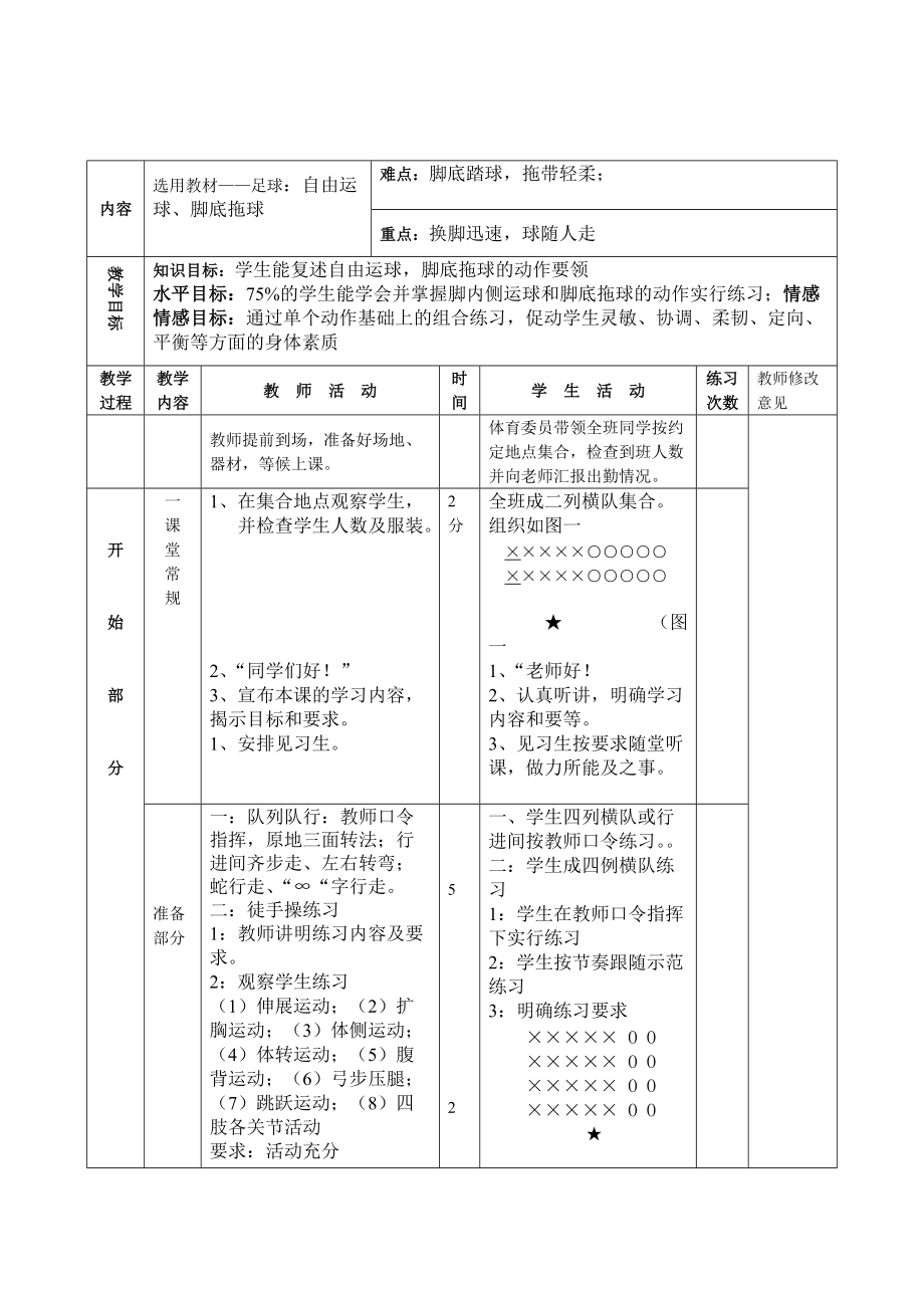 足球教案 自由运球、脚底拖球_第1页