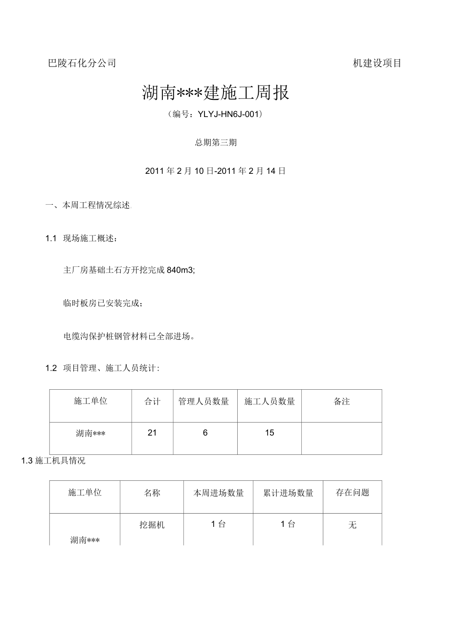 建筑工程施工周报_第1页