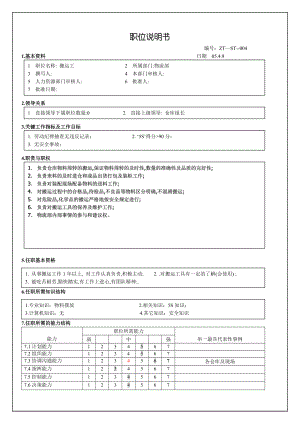 搬運工 職位說明書