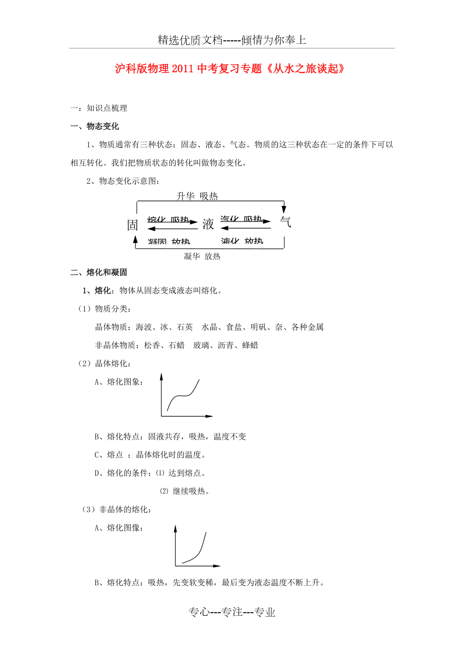 2013年中考物理复习专题-《从水之旅谈起》沪科版(共10页)_第1页