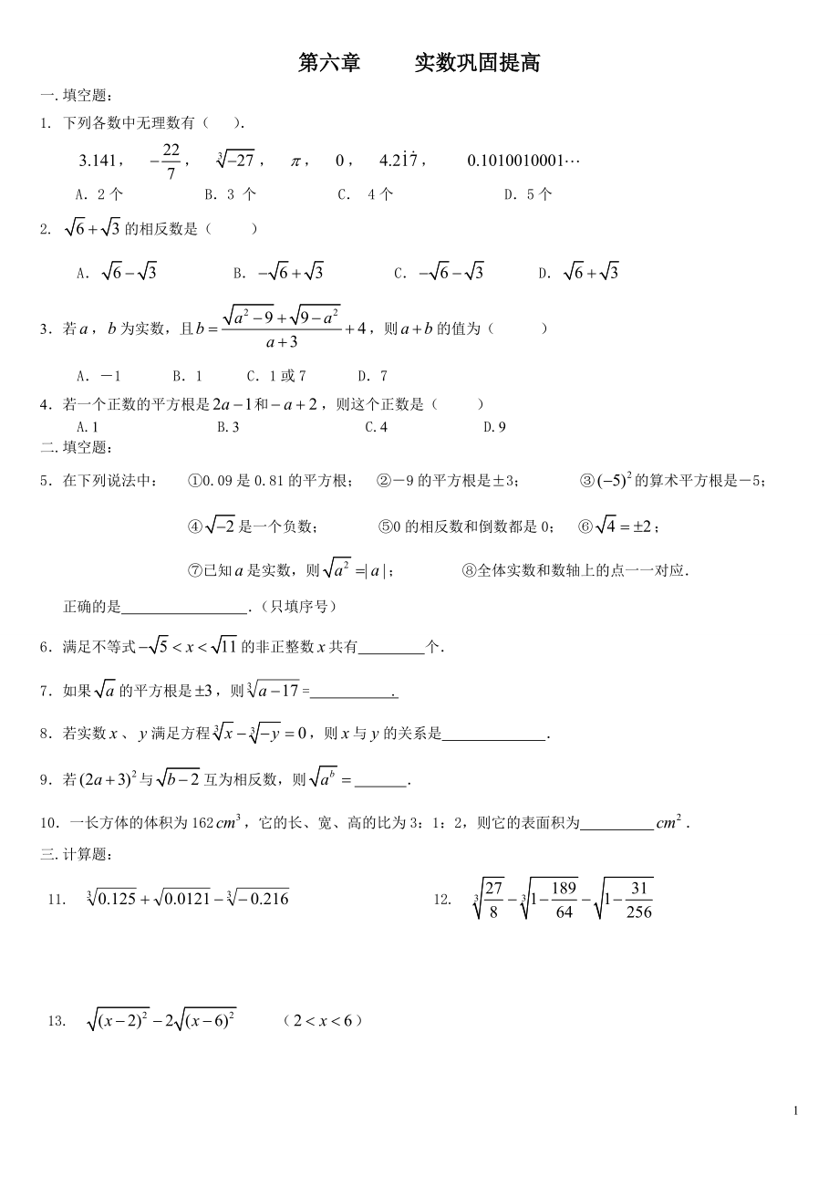 复习：实数---巩固提高_第1页