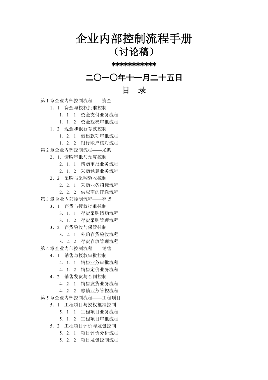 《企业内部控制流程手册》XXXX1125_第1页