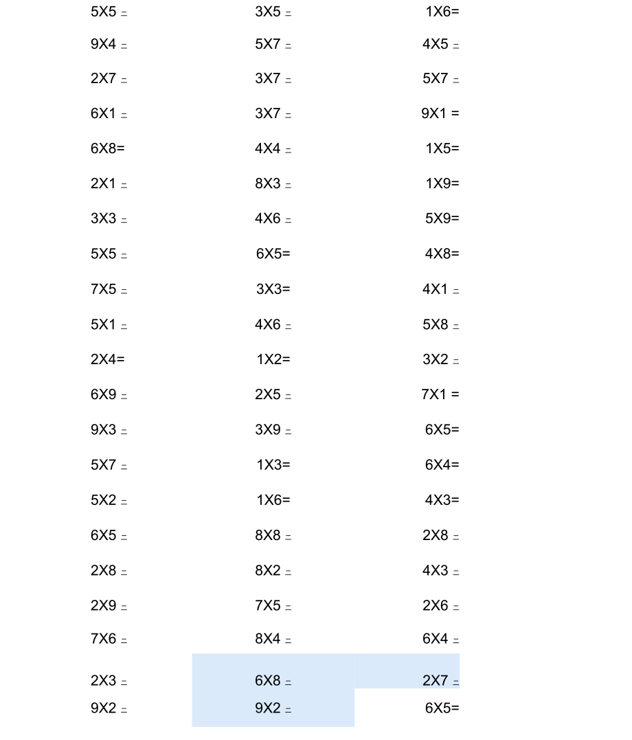 1-9以内的乘法算式_第1页