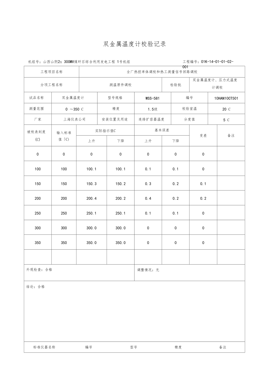 鍋爐雙金屬溫度計(jì)校驗(yàn)記錄_第1頁(yè)