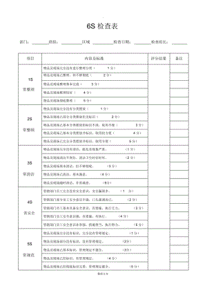 6S檢查表6S管理