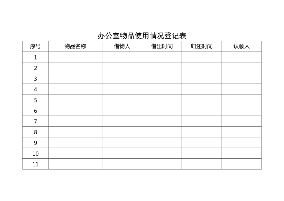 办公室物品使用登记表_第1页