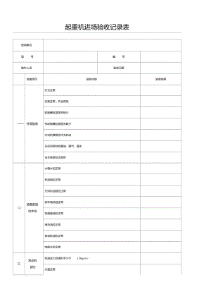 起重機(jī)汽車起重機(jī)驗(yàn)收記錄