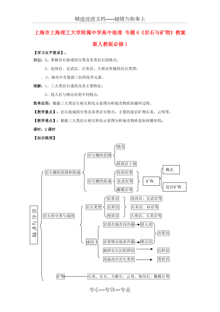 高中地理專題6《巖石與礦物》教案新人教版必修(共5頁)_第1頁