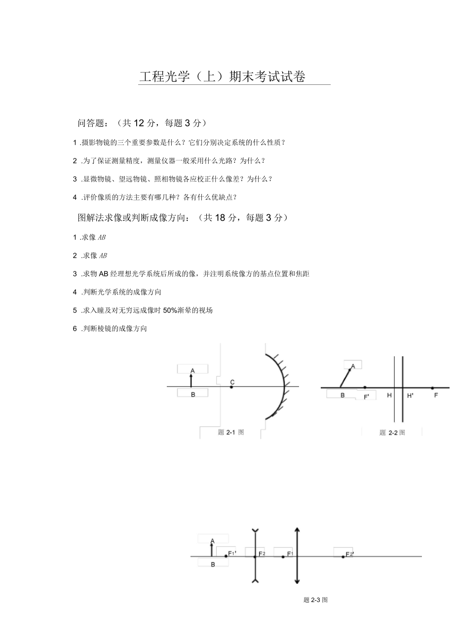 工程光學(xué)試卷_第1頁(yè)