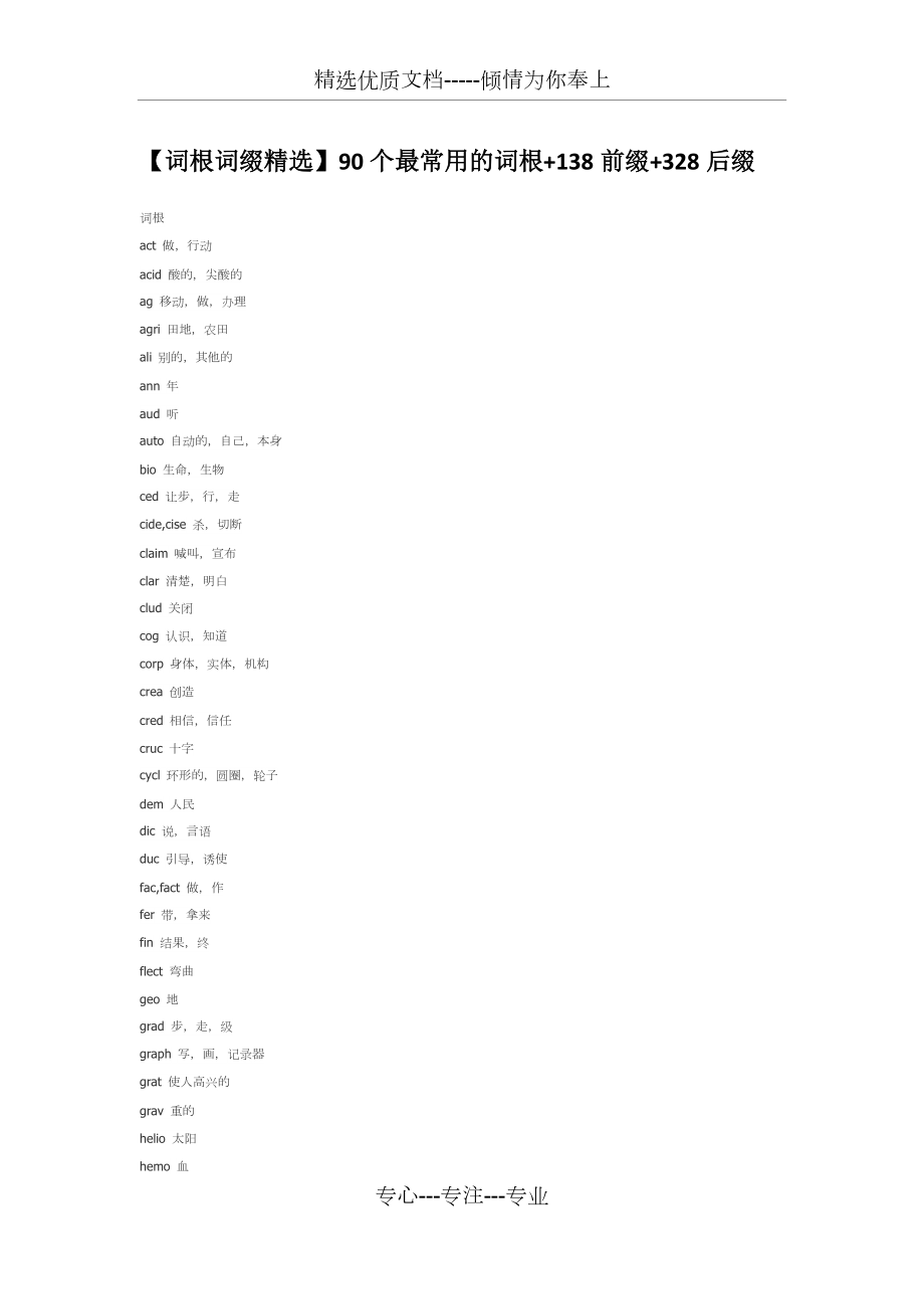 90个最常用的词根+138前缀+328后缀(共12页)_第1页