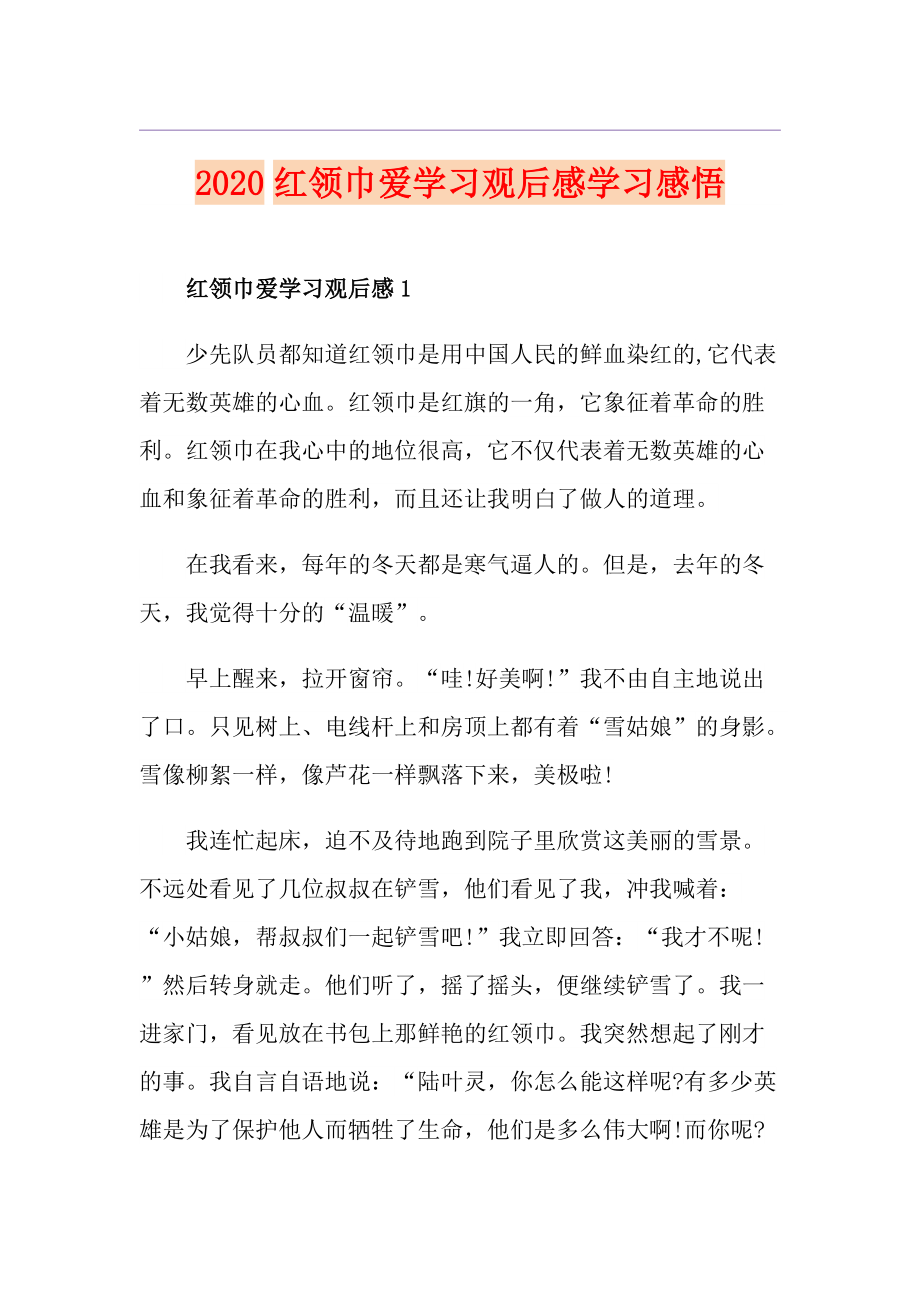 红领巾爱学习观后感学习感悟