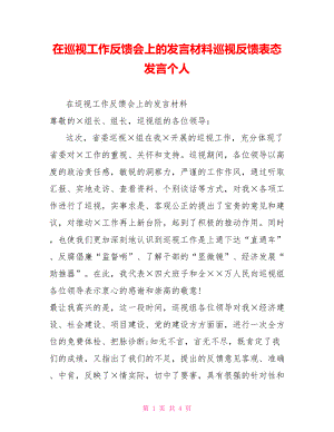 在巡視工作反饋會上的發(fā)言材料巡視反饋表態(tài)發(fā)言個人