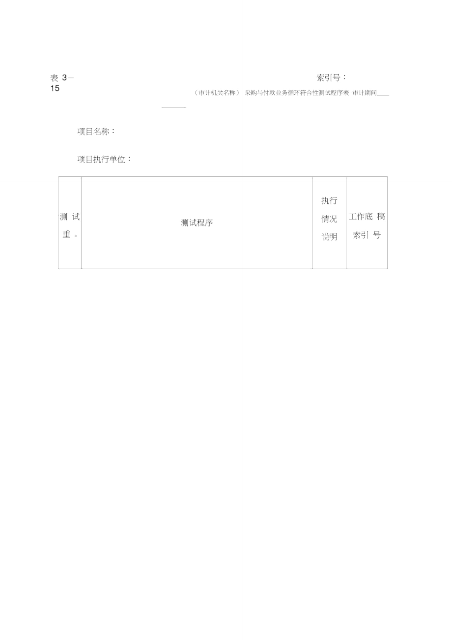 采购与付款业务循环符合性测试程序表表格_第1页