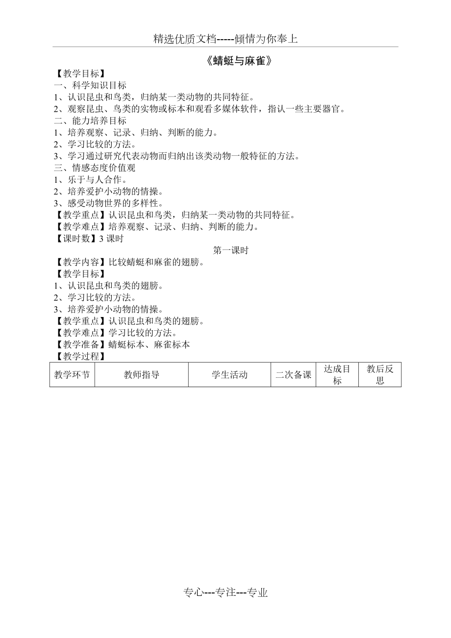 三年級(jí)科學(xué)下冊(cè)《蜻蜓與麻雀》教學(xué)設(shè)計(jì)(共5頁(yè))_第1頁(yè)