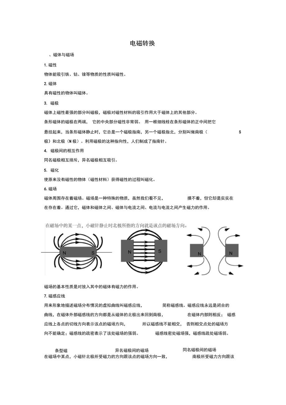 (完整版)蘇科版物理九年級下冊《第十六章電磁轉換》復習教案_第1頁