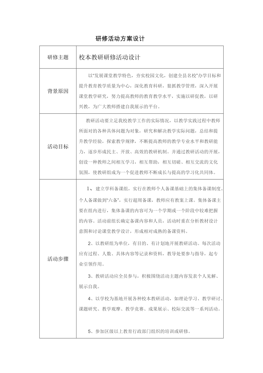 校本研修活动设计方案_第1页