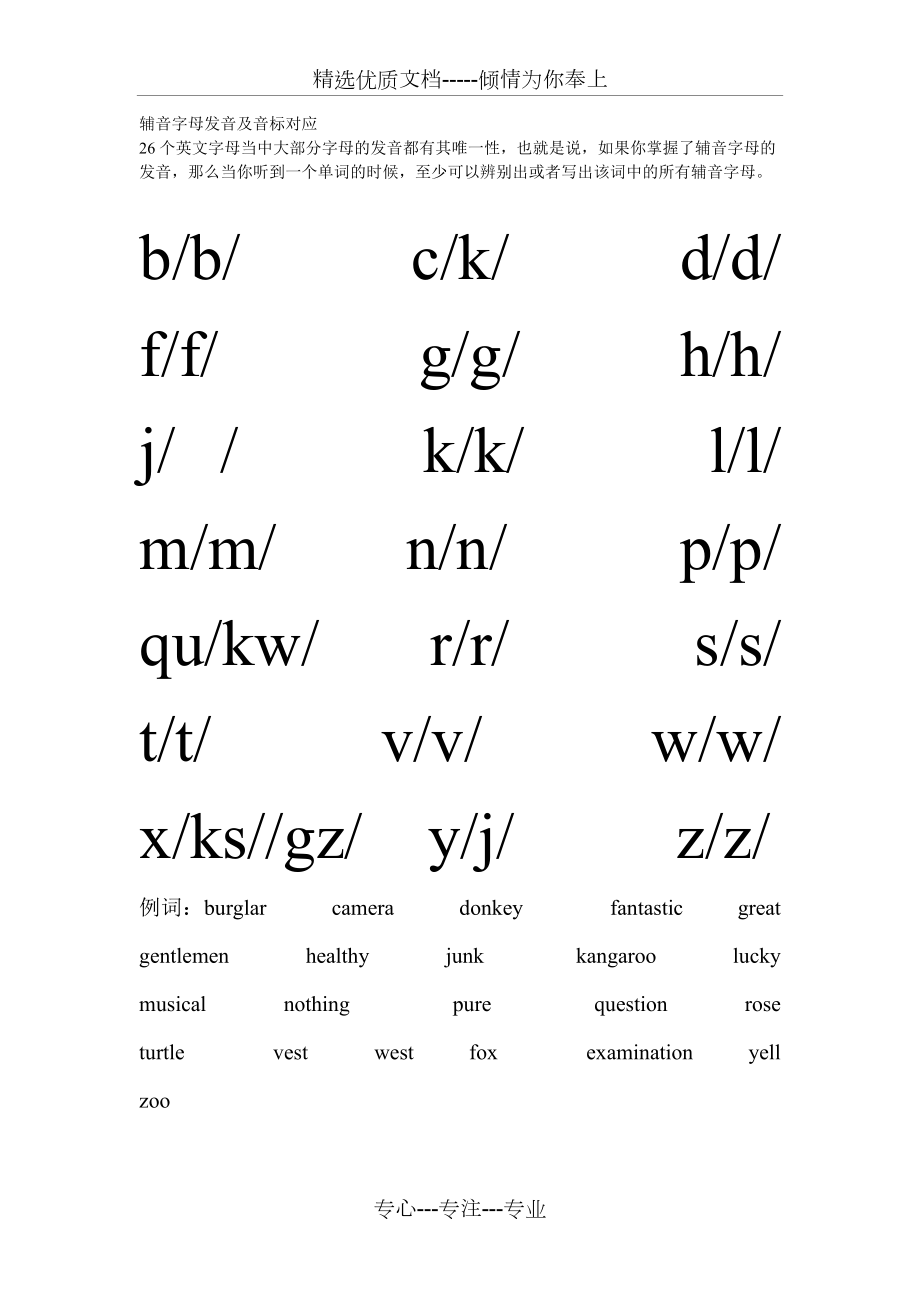清浊辅音对照表的字母图片