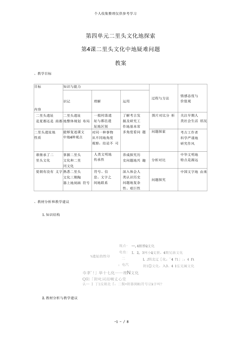 普通高中歷史：《二里頭文化中的疑難問(wèn)題》教案(新人教選修)_第1頁(yè)