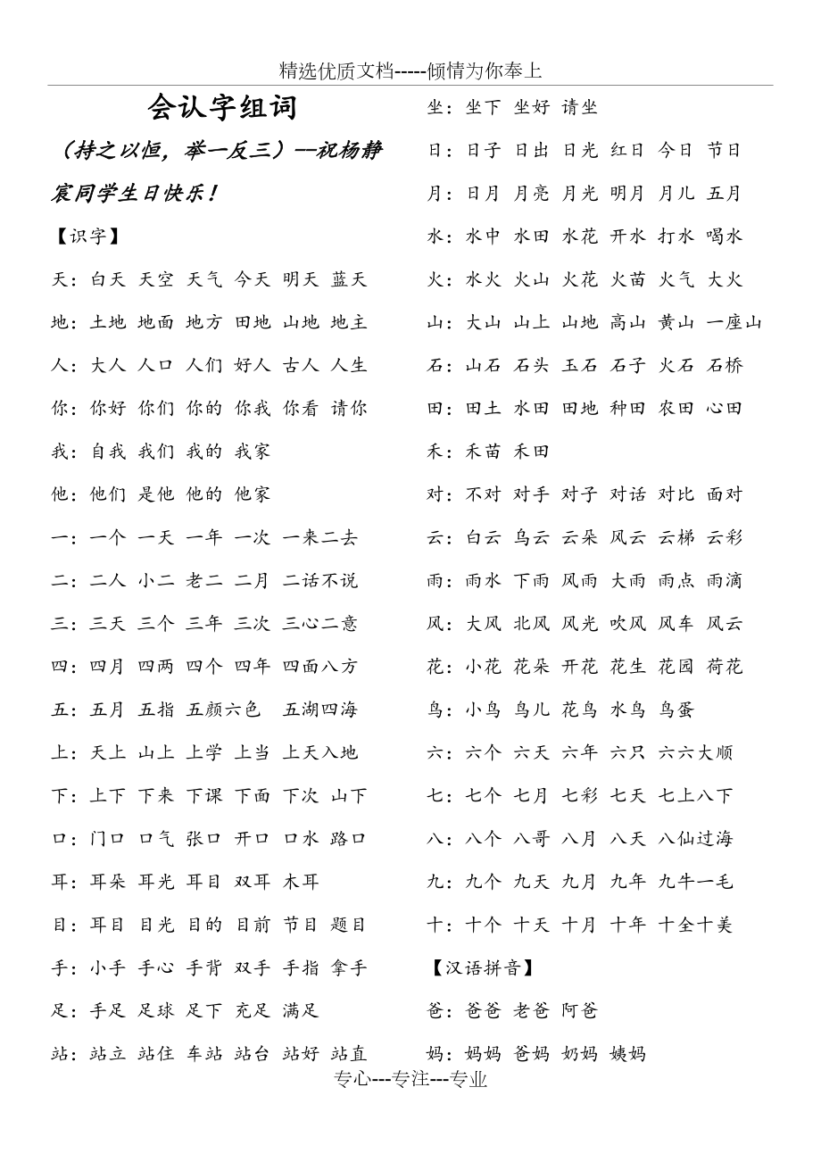 部編教材一年級(jí)上冊(cè)會(huì)認(rèn)字組詞全冊(cè)(共8頁(yè))_第1頁(yè)