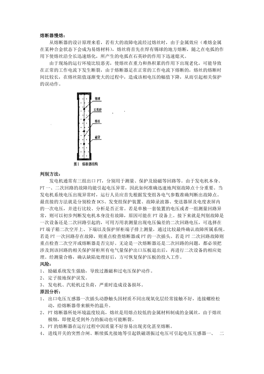 发电机出口pt一次保险熔断专题分析_第1页