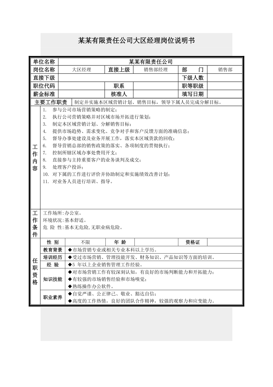 大區(qū)經(jīng)理崗位說(shuō)明書(shū)_第1頁(yè)