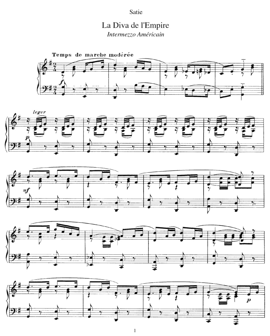 (萨蒂)LaDivadelx27Empire原版五线谱钢琴谱正谱_第1页