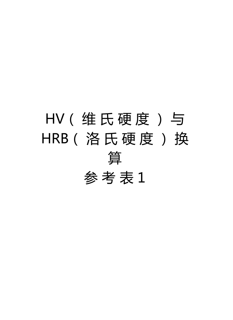 hv维氏硬度与hrb洛氏硬度换算参考表1学习资料